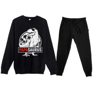 Papasaurus T Rex Dinosaur Papa Saurus Family Matching Tank Top Premium Crewneck Sweatsuit Set