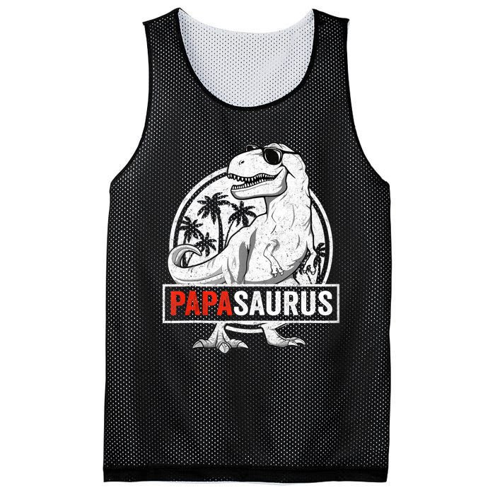 Papasaurus T Rex Dinosaur Papa Saurus Family Matching Tank Top Mesh Reversible Basketball Jersey Tank