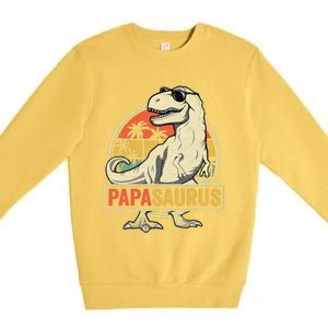 Papasaurus T Rex Dinosaur Papa Saurus Family Matching Premium Crewneck Sweatshirt