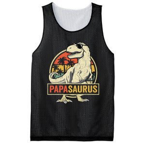 Papasaurus T Rex Dinosaur Papa Saurus Family Matching Mesh Reversible Basketball Jersey Tank