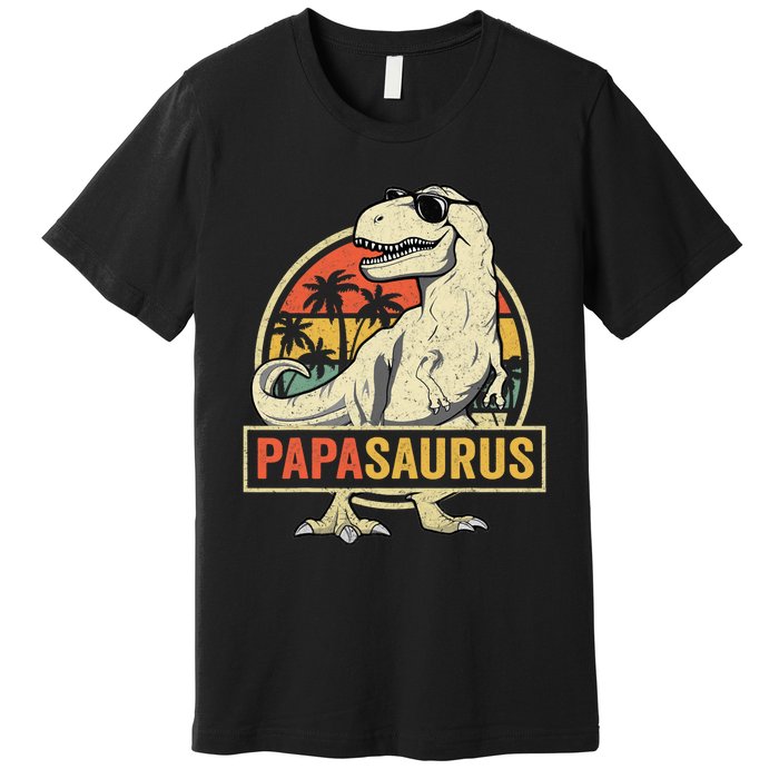 Papasaurus T Rex Dinosaur Papa Saurus Family Matching Premium T-Shirt