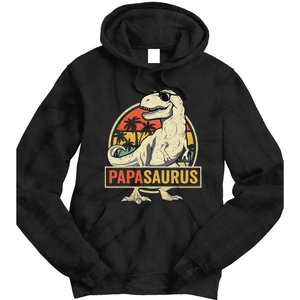 Papasaurus T Rex Dinosaur Papa Saurus Family Matching Tie Dye Hoodie