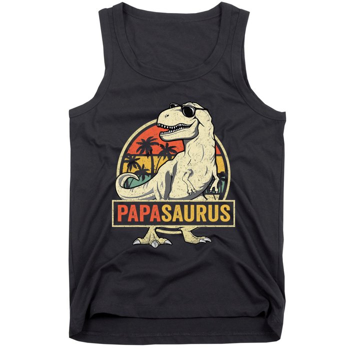 Papasaurus T Rex Dinosaur Papa Saurus Family Matching Tank Top