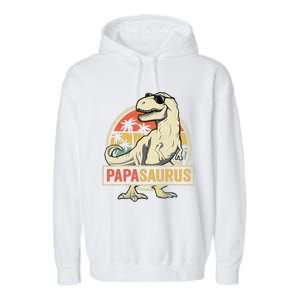 Papasaurus T Rex Dinosaur Papa Saurus Family Matching Garment-Dyed Fleece Hoodie