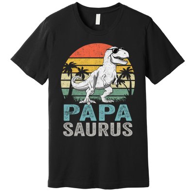 Papasaurus T Rex Dinosaur Papa Saurus Family Matching Premium T-Shirt