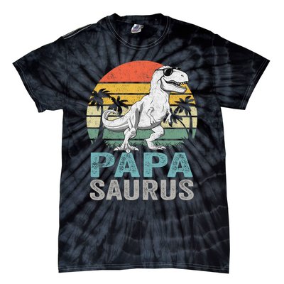 Papasaurus T Rex Dinosaur Papa Saurus Family Matching Tie-Dye T-Shirt