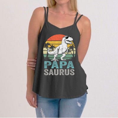 Papasaurus T Rex Dinosaur Papa Saurus Family Matching Women's Strappy Tank