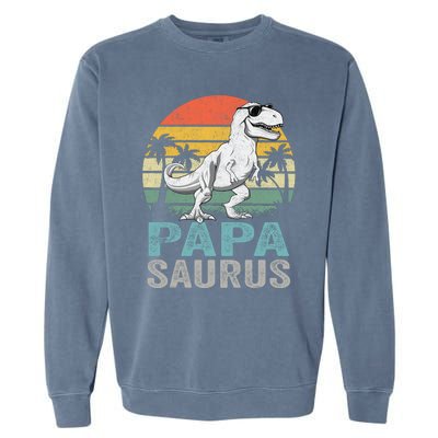 Papasaurus T Rex Dinosaur Papa Saurus Family Matching Garment-Dyed Sweatshirt