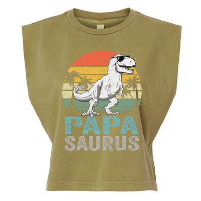 Papasaurus T Rex Dinosaur Papa Saurus Family Matching Garment-Dyed Women's Muscle Tee