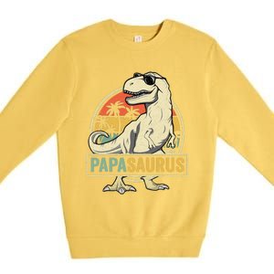 Papasaurus T Rex Dinosaur Papa Saurus Family Matching Premium Crewneck Sweatshirt