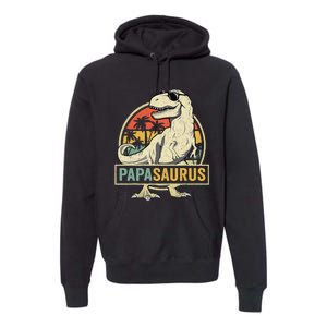 Papasaurus T Rex Dinosaur Papa Saurus Family Matching Premium Hoodie