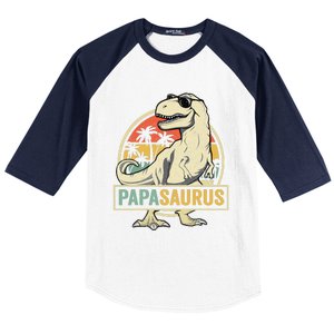 Papasaurus T Rex Dinosaur Papa Saurus Family Matching Baseball Sleeve Shirt