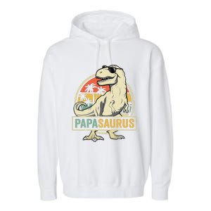 Papasaurus T Rex Dinosaur Papa Saurus Family Matching Garment-Dyed Fleece Hoodie