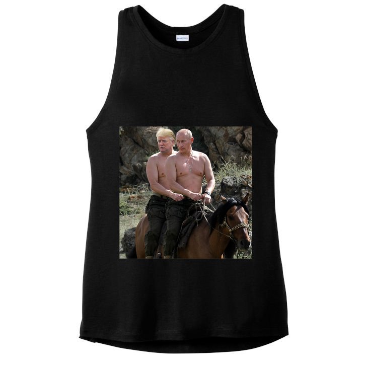 Putin Trump Riding Horse | Russia Tee Ladies PosiCharge Tri-Blend Wicking Tank