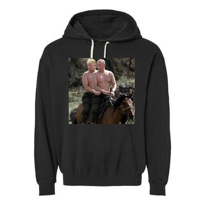 Putin Trump Riding Horse | Russia Tee Garment-Dyed Fleece Hoodie