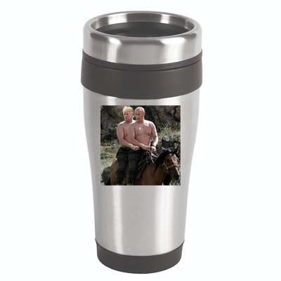 Putin Trump Riding Horse | Russia Tee 16oz Travel Tumbler