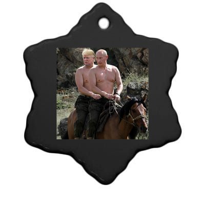 Putin Trump Riding Horse | Russia Tee Ceramic Star Ornament