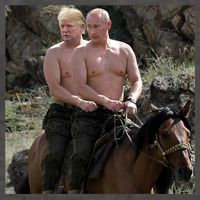Putin Trump Riding Horse | Russia Tee Vector Backpack