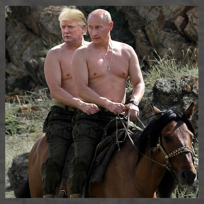 Putin Trump Riding Horse | Russia Tee Vector Backpack
