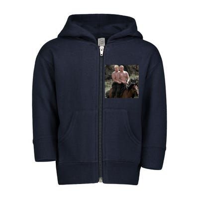 Putin Trump Riding Horse | Russia Tee Toddler Zip Fleece Hoodie