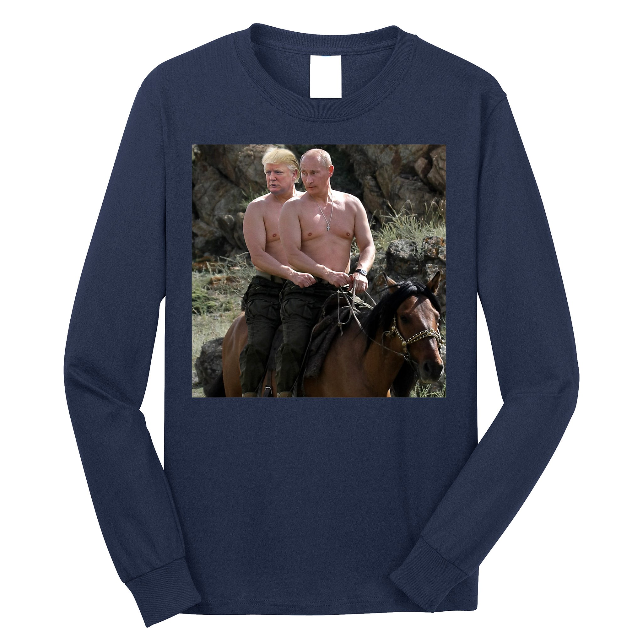 Putin Trump Riding Horse | Russia Tee Long Sleeve Shirt