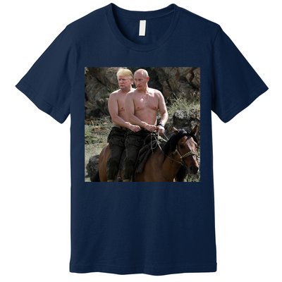 Putin Trump Riding Horse | Russia Tee Premium T-Shirt