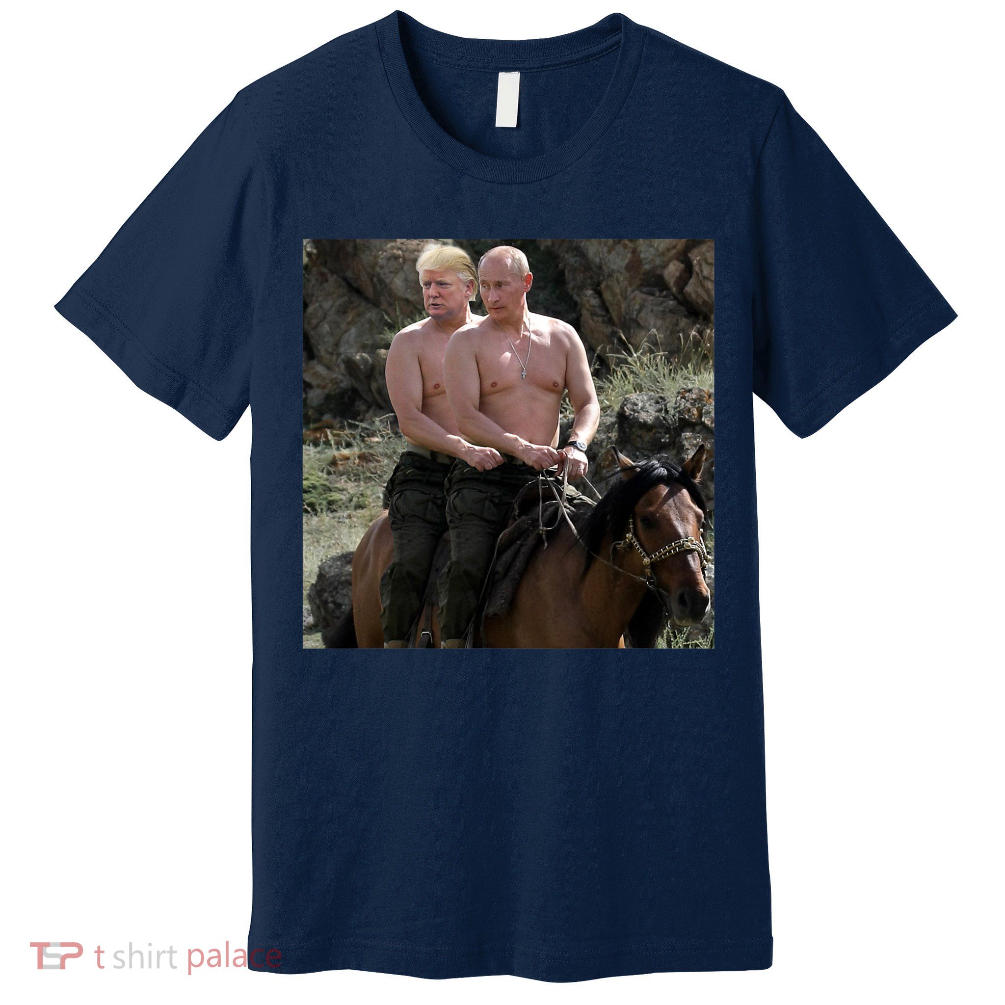Putin Trump Riding Horse | Russia Tee Premium T-Shirt