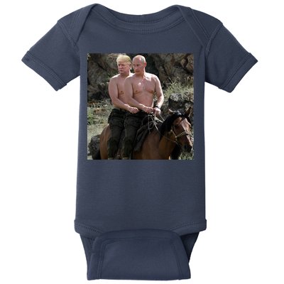 Putin Trump Riding Horse | Russia Tee Baby Bodysuit