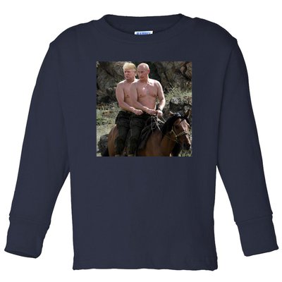 Putin Trump Riding Horse | Russia Tee Toddler Long Sleeve Shirt