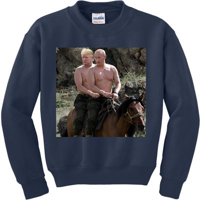 Putin Trump Riding Horse | Russia Tee Kids Sweatshirt