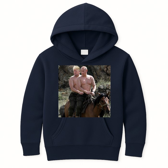 Putin Trump Riding Horse | Russia Tee Kids Hoodie