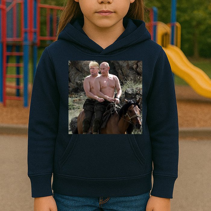 Putin Trump Riding Horse | Russia Tee Kids Hoodie