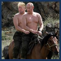 Putin Trump Riding Horse | Russia Tee Kids Hoodie