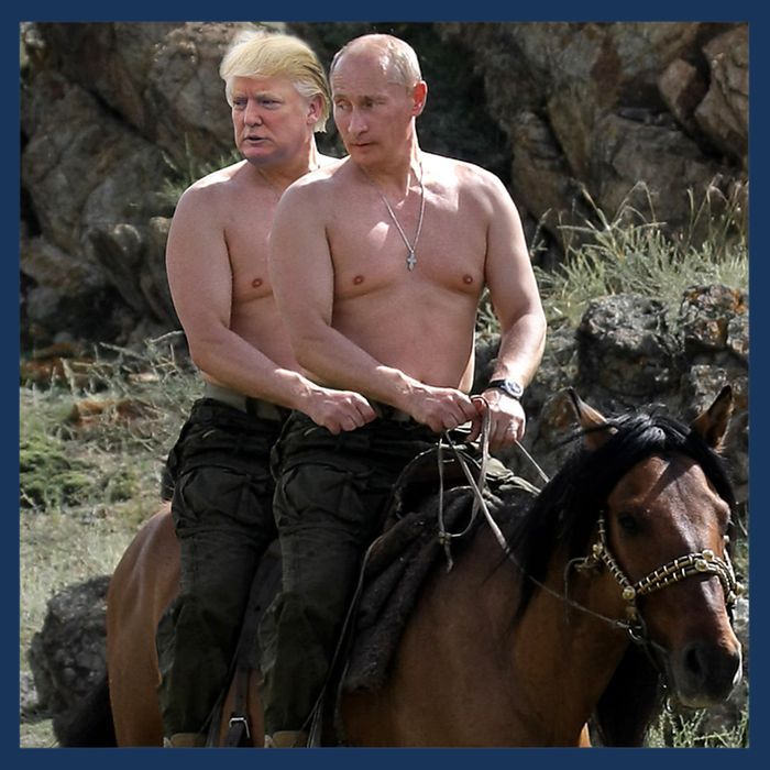 Putin Trump Riding Horse | Russia Tee Kids Hoodie