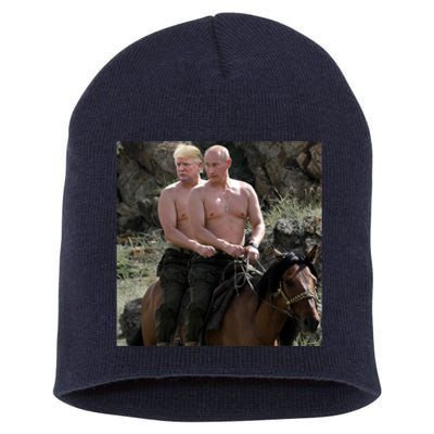 Putin Trump Riding Horse | Russia Tee Short Acrylic Beanie