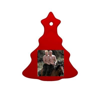 Putin Trump Riding Horse | Russia Tee Ceramic Tree Ornament