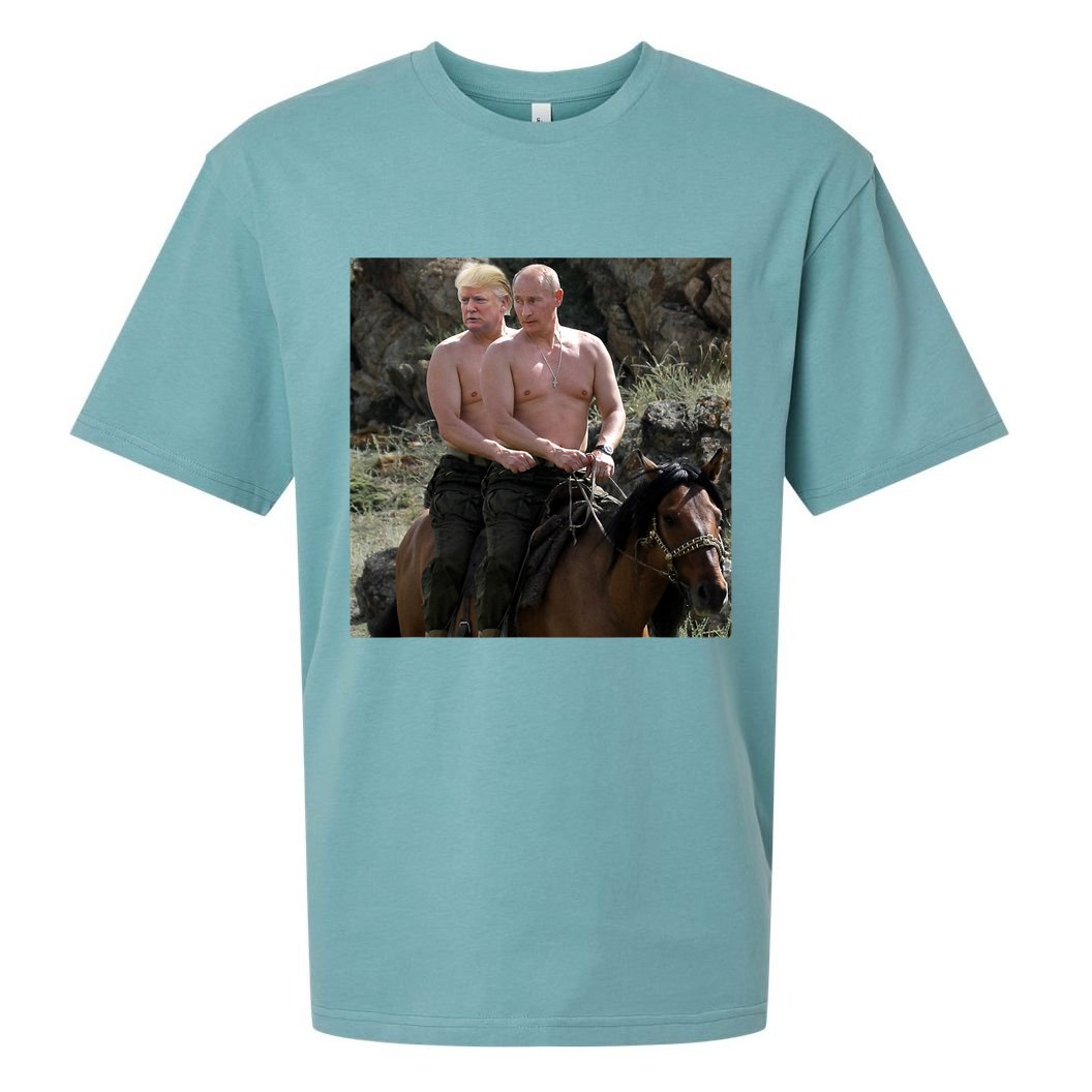 Putin Trump Riding Horse | Russia Tee Sueded Cloud Jersey T-Shirt