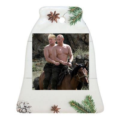 Putin Trump Riding Horse | Russia Tee Ceramic Bell Ornament