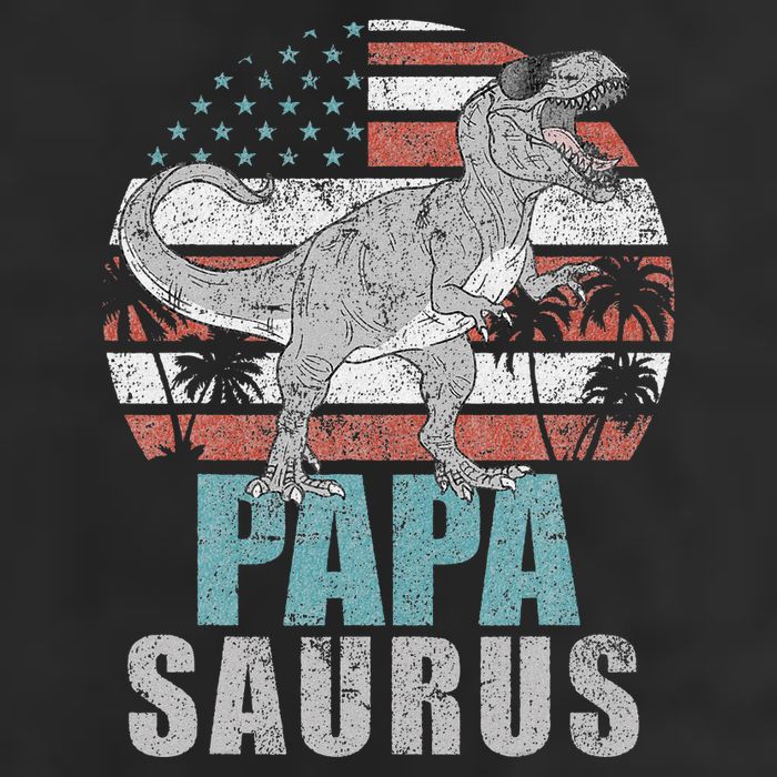 Papasaurus T Rex Dinosaur Papa Saurus American Flag Gift 7 Panel Mesh Trucker Snapback Hat