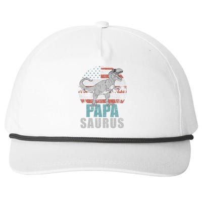 Papasaurus T Rex Dinosaur Papa Saurus American Flag Gift Snapback Five-Panel Rope Hat