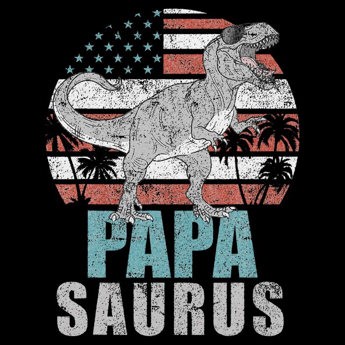 Papasaurus T Rex Dinosaur Papa Saurus American Flag Gift Drawstring Bag
