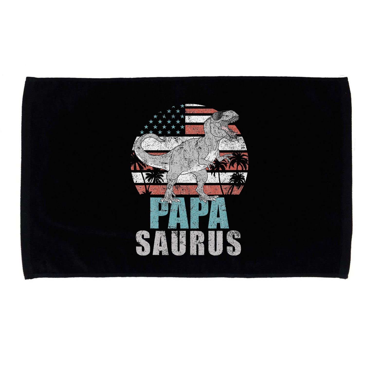 Papasaurus T Rex Dinosaur Papa Saurus American Flag Gift Microfiber Hand Towel