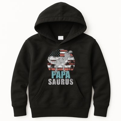 Papasaurus T Rex Dinosaur Papa Saurus American Flag Gift Kids Hoodie