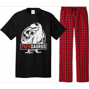 Papasaurus T Rex Dinosaur Papa Saurus Family Matching Vneck Pajama Set