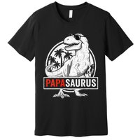 Papasaurus T Rex Dinosaur Papa Saurus Family Matching Vneck Premium T-Shirt