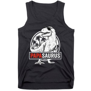 Papasaurus T Rex Dinosaur Papa Saurus Family Matching Vneck Tank Top