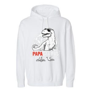 Papasaurus T Rex Dinosaur Papa Saurus Family Matching Vneck Garment-Dyed Fleece Hoodie