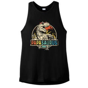 Papasaurus T Rex Papa Dinosaur Grandpa Saurus Fathers Day Ladies PosiCharge Tri-Blend Wicking Tank