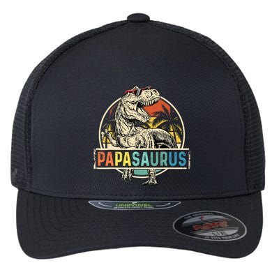 Papasaurus T Rex Papa Dinosaur Grandpa Saurus Fathers Day Flexfit Unipanel Trucker Cap