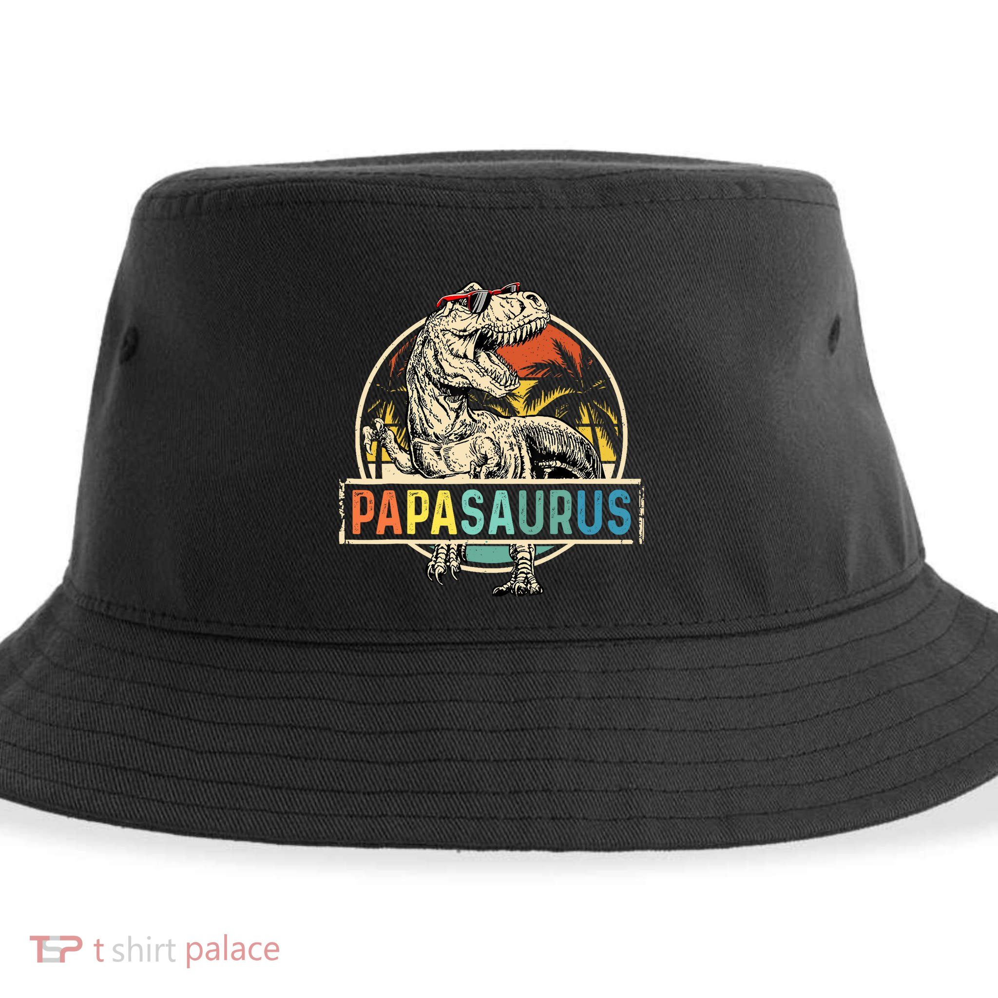 Papasaurus T Rex Papa Dinosaur Grandpa Saurus Fathers Day Sustainable Bucket Hat